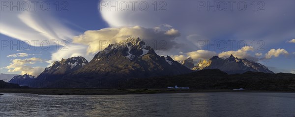 Cuernos del Paine and Lago Grey at sunset