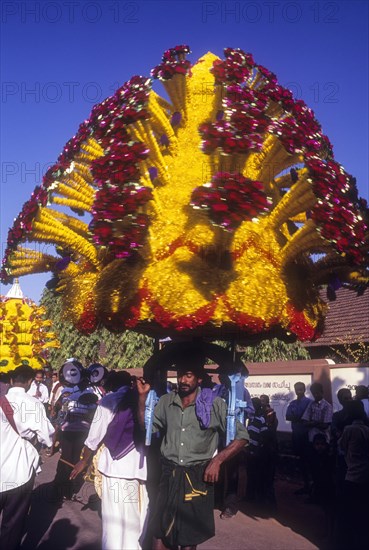 Kavadi Dancers in Thaipooyam Mahotsavam at Koorkancherry in Thrissur or Trichur