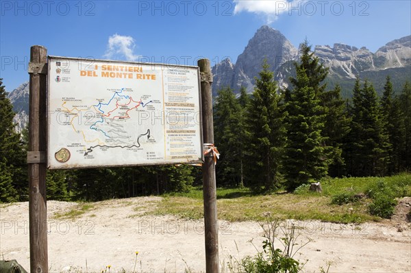Tourist sign for hiking