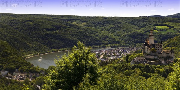 View of the Rhine Valley with Marksburg Castle