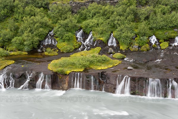 Hraunfossar Waterfalls and Hvita River