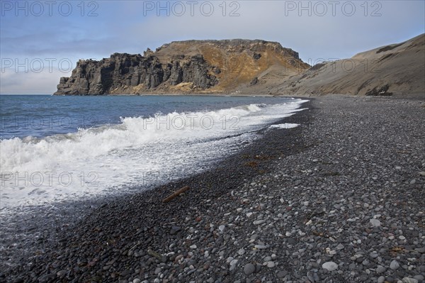 Black volcanic beach on Jan Mayen