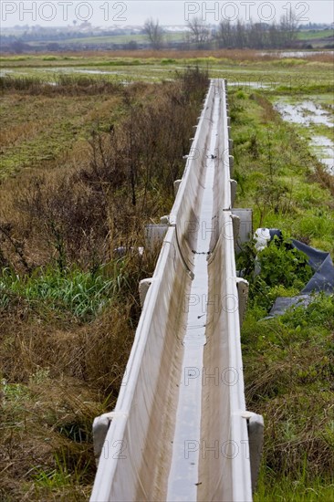 Irrigation Canal in the Rice Fields of Extremadura Spain