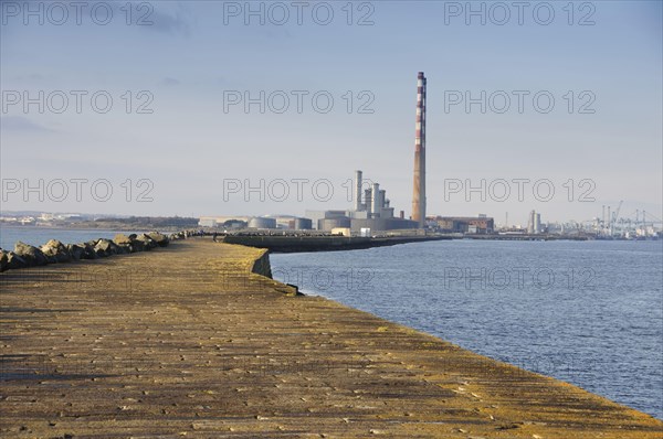 View of seawall protecting harbour entrance