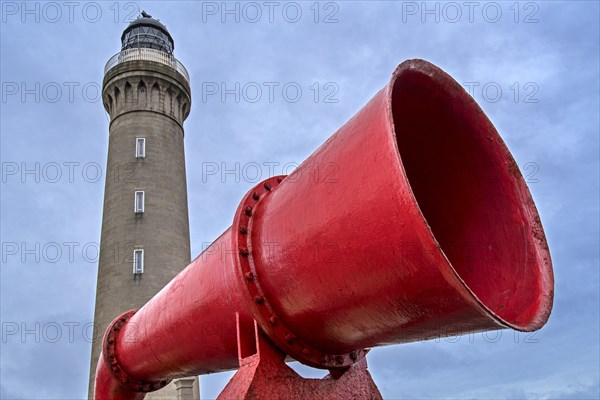 Foghorn at Ardnamurchan Point and westernmost lighthouse on the British mainland in Scotland