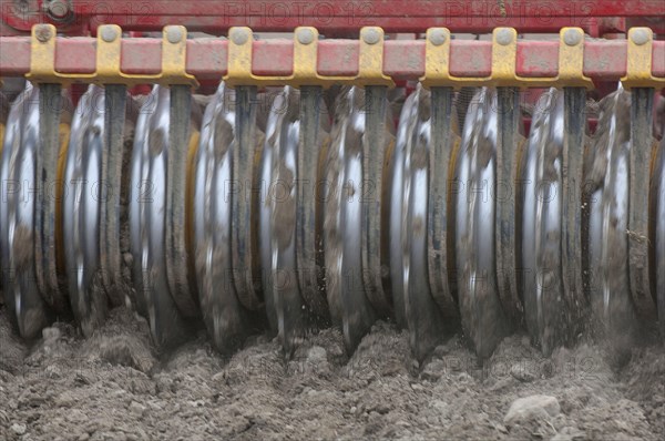 Close-up of disc harrows