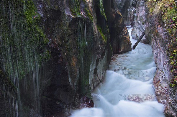 Stream flowing through the Wimbachklamm gorge in Ramsau near Berchtesgaden