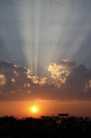 Sunset with sunbeams