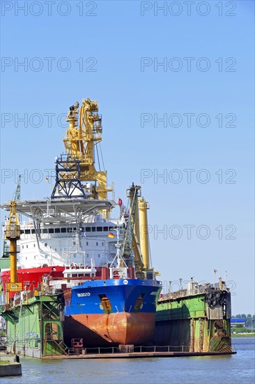 Cargo ship Amurdiep in floating dock