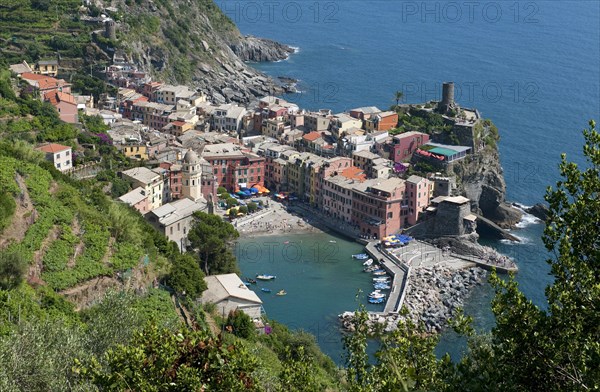 View of the coastal fishing town