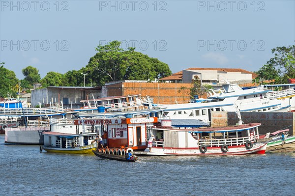 Traditional wood boats in the Parintins harbour