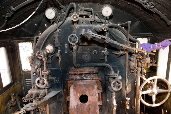 Cab in steam locomotive