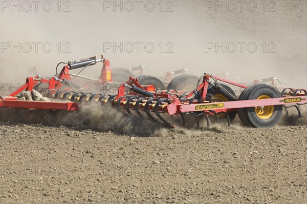 Close-up of a cultivator from Vaderstad growing field bed seed