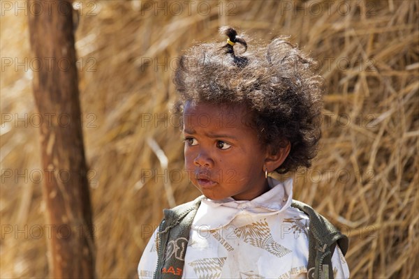 Close-up portrait of a little girl from the Betsileo tribe