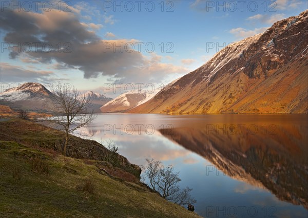 View of lake at sunset