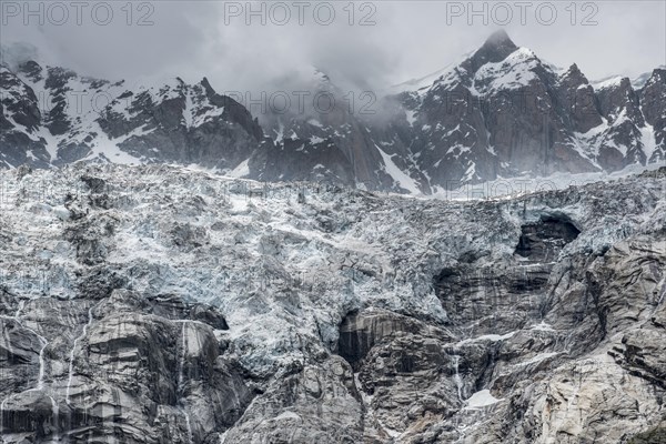 Retreat of the glacier in the Mont Blanc massif