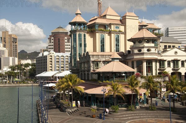 View of shopping centre and harbour area