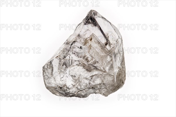 Quartz crystal sample on white background