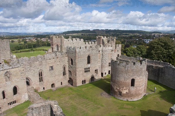 View of partially ruined castle