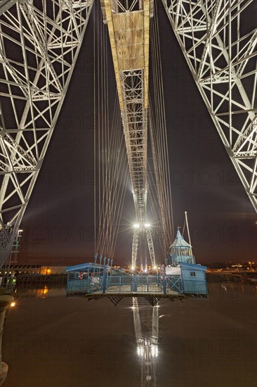 Transporter Bridge over the river at dusk