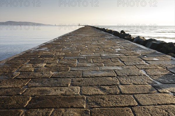 View of seawall protecting harbour entrance