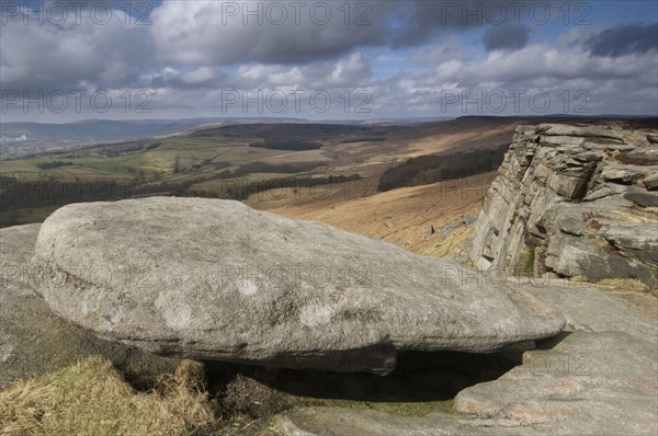 View of upland habitat and Gritstone Edge