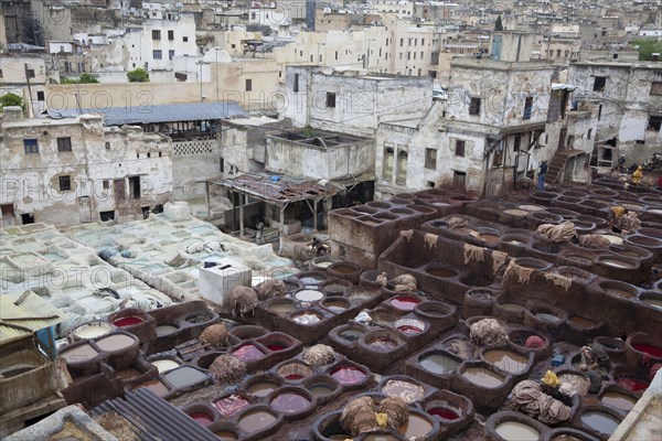 Leather tannery in city