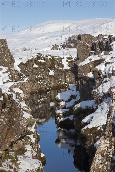 Nikulasargja Gorge in the snow in winter