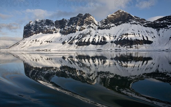 View of snow covered coastal mountains