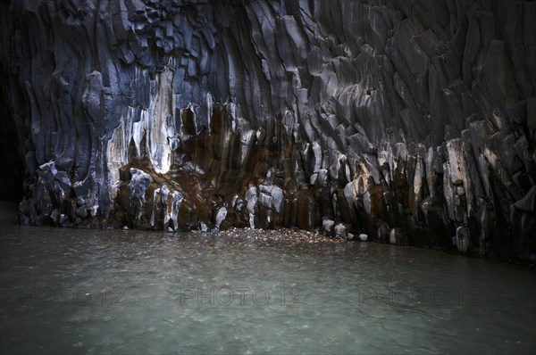 Lava rock in the river park Gole dell' Alcantara