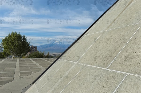 View over Yerevan and Mount Ararat from the Armenian Genocide Memorial Tsitsernakaberd