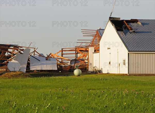 Tornado storm damage to hangers of local airport