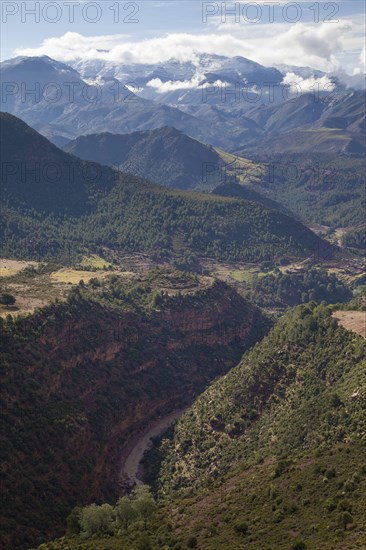 View of mountains and river gorge