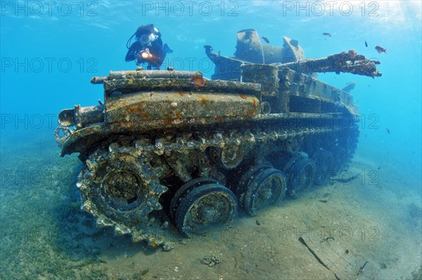 Sunken tank next to Seven Sisters dive site