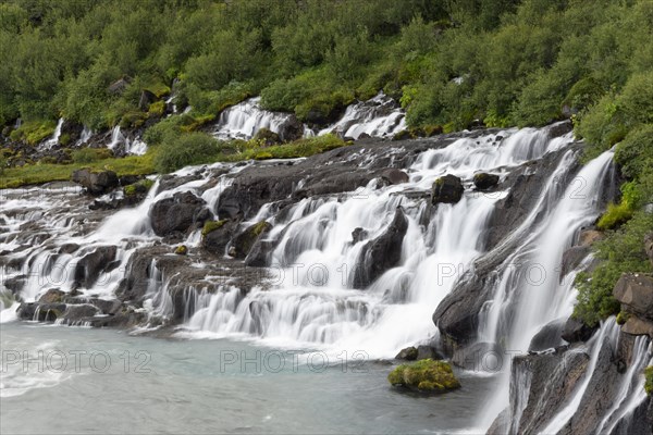 Hraunfossar Waterfalls and Hvita River