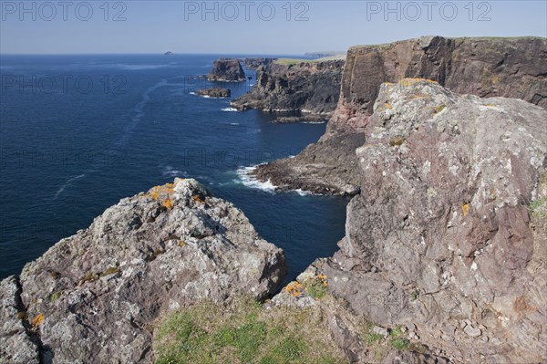 View of coast and sea cliffs
