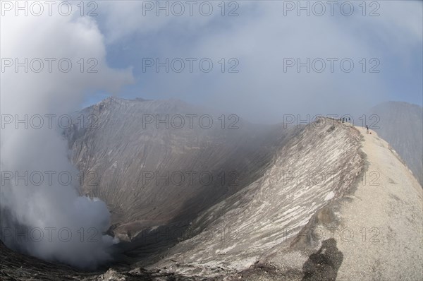 Smoke rising from volcanic crater