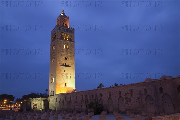 Mosque minaret in the city by night