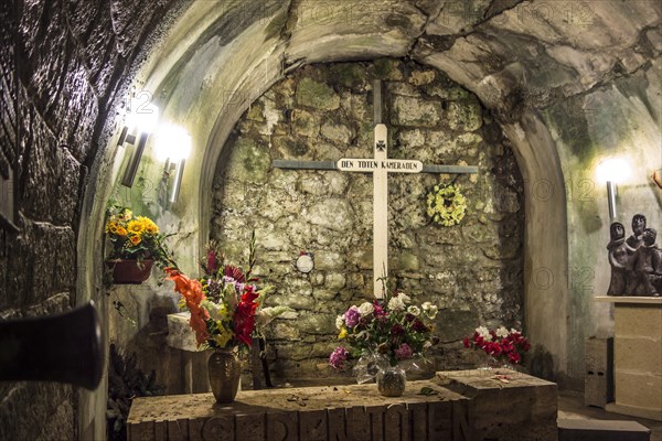 Crypt for German soldiers buried behind this wall at Fort de Douaumont from the First World War