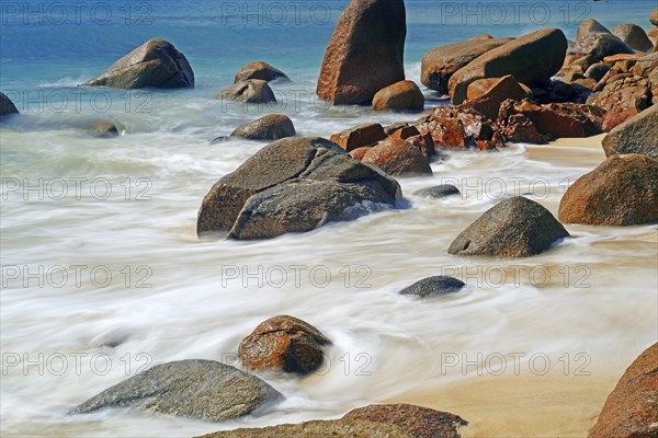 Beach and granite rocks at Anse Possession