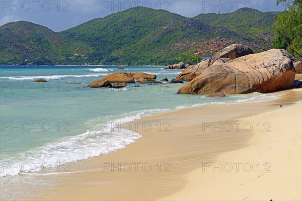 Beach and granite rocks of Anse Boudin