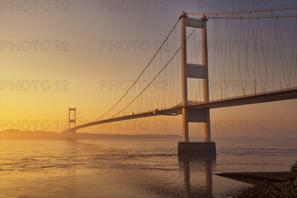 View of the suspension bridge at dawn