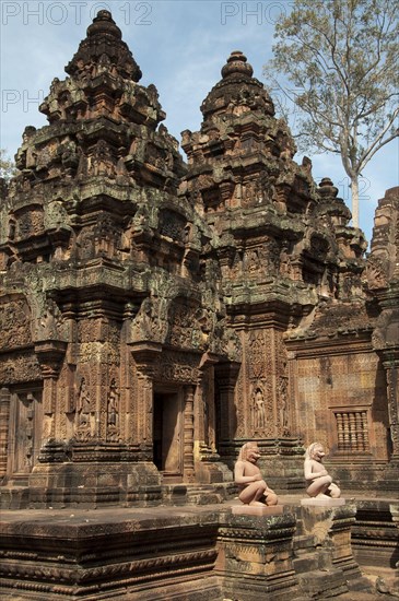 Sculptures of deity guards at the Khmer Hindu Temple