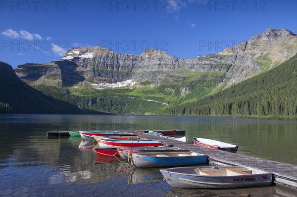 Rowboats at the jetty on Cameron Lake