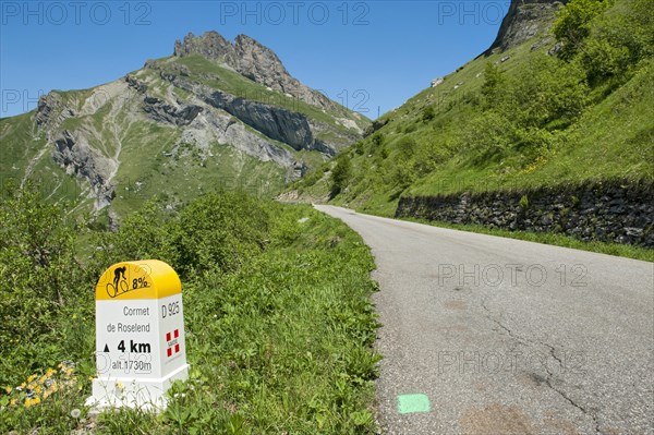 Kilometre stone at pass road