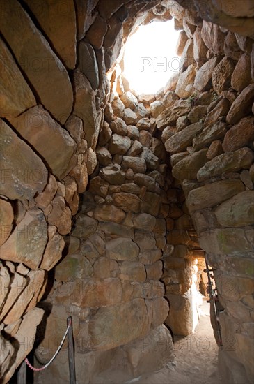 Interior view of the tower of the nuraghe La Prisgiona