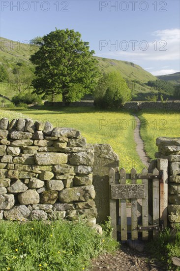 Wooden gate in dry stone wall