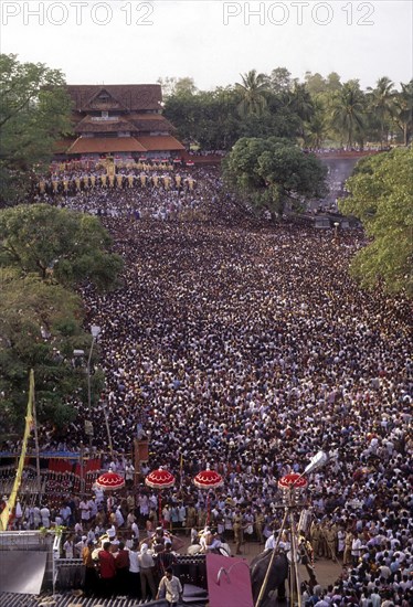 The eagerly awaited Changing of Umbrellas event or Kutamattam in Pooram festival