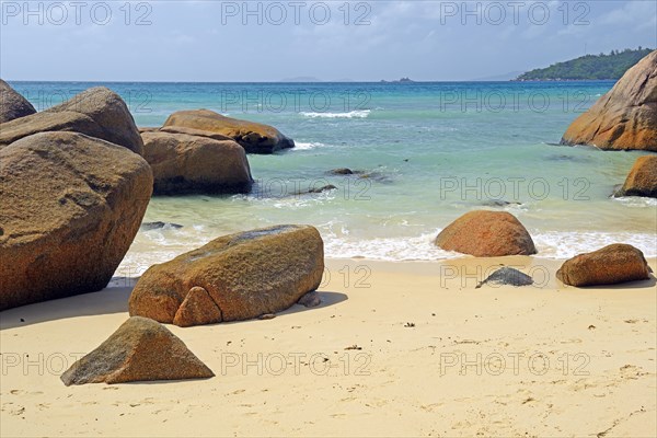 Beach and granite rocks of Anse Boudin
