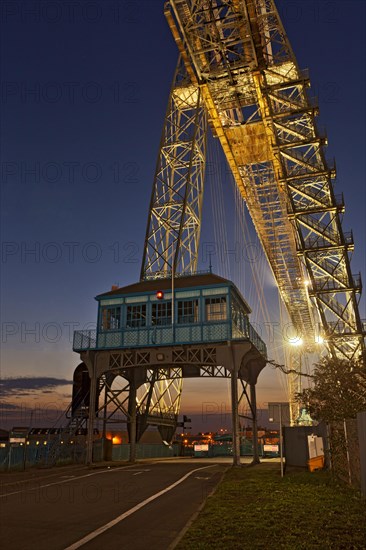 Transporter Bridge over the river at dusk